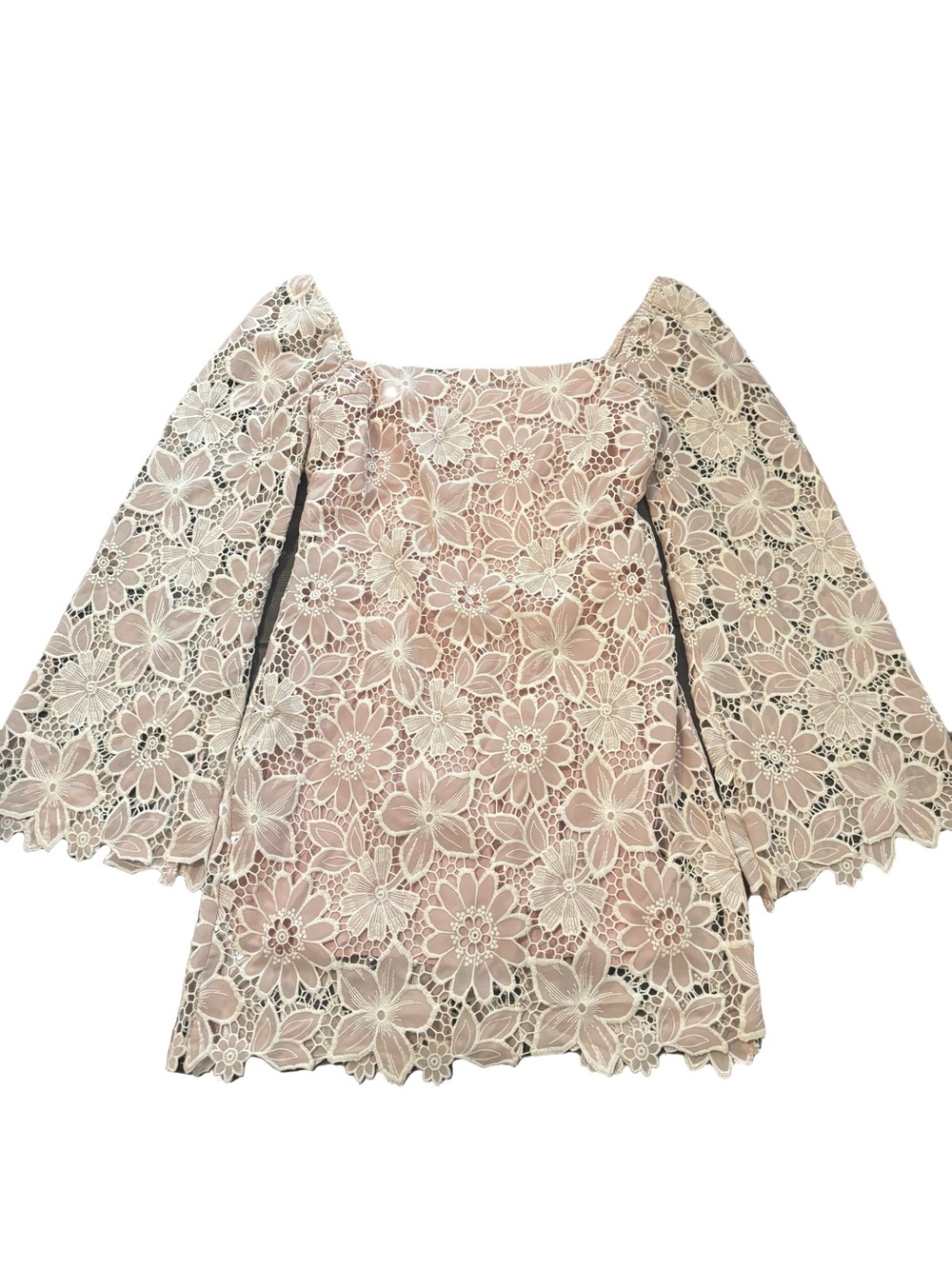 Storia Blush Floral Lace Off-Shoulder Top